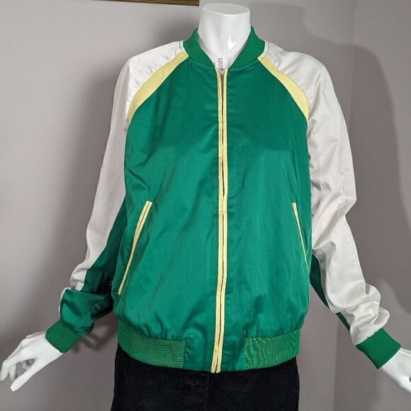 Zara Satin bomber jacket green and beige - Picture 5 of 7